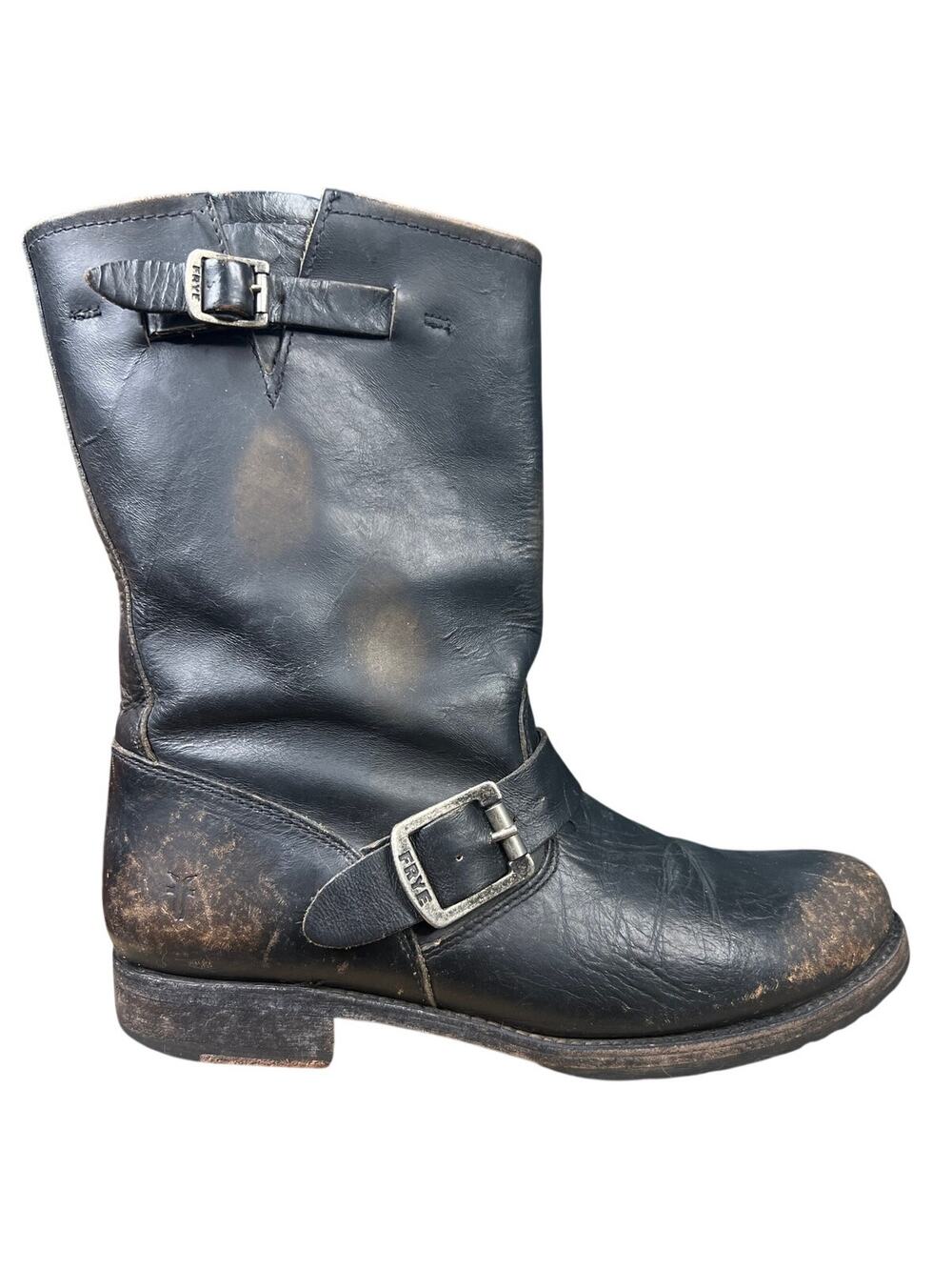 Frye Women’s Veronica Slouch Black Distressed Engineer Boot Size US 8.5